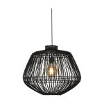 Good&Mojo Pendelleuchte Madagascar Rattan Schwarz | Geeignet für 1x E27 