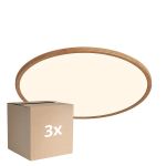 Lot 3x Nordlux LED Plafonnier Oja 42 Bois 24W 2150lm - 827 Blanc Très Chaud | Dimmable